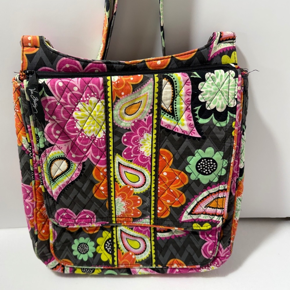 Vera Bradley Sun Valley Quilted Floral Crossbody Bag & Matching ID Key Fob Set
